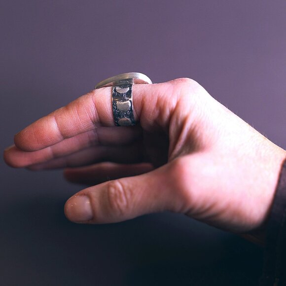 Celestial Psilomelane Statement Ring SZ 7.25 Handmade by Me Sterling Silver - Picture 3 of 12